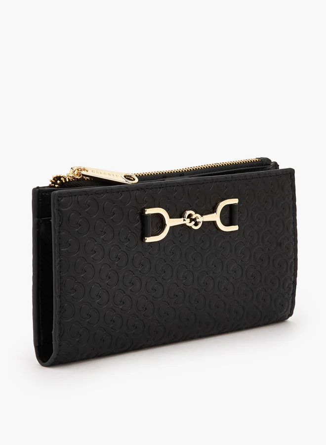 سيليست Monogram Embossed Wallet With Button Closure
